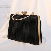 Silver Black Gold Pu Leather Solid Color Square Evening Bags sku image 2