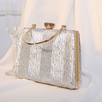 Silver Black Gold Pu Leather Solid Color Square Evening Bags sku image 1