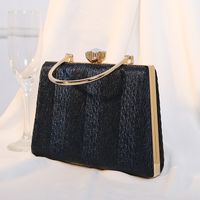 Silver Black Gold Pu Leather Solid Color Square Evening Bags sku image 5