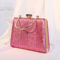 Silver Black Gold Pu Leather Solid Color Square Evening Bags sku image 4