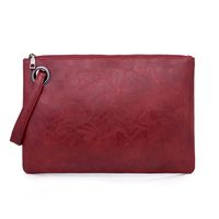 Red Black Brown Pu Leather Solid Color Square Evening Bags sku image 1