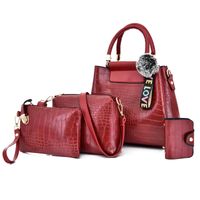 Women's Medium All Seasons Pu Leather Basic Bag Sets sku image 4