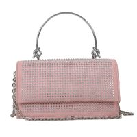Pink Black White Pu Leather Solid Color Square Evening Bags sku image 1