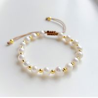 Simple Style Round Mixed Materials Beaded Knitting Bracelets sku image 14