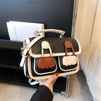 Women's Small All Seasons Pu Leather Color Block Streetwear Square Magnetic Buckle Handbag main image 2