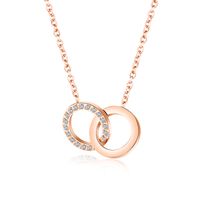 Korea Double Ring Diamond Pendant Necklace sku image 2