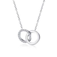 Korea Double Ring Diamond Pendant Necklace sku image 1