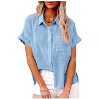 Women's Blouse Short Sleeve Blouses Casual Solid Color main image 8