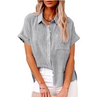 Women's Blouse Short Sleeve Blouses Casual Solid Color main image 10