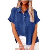 Women's Blouse Short Sleeve Blouses Casual Solid Color main image 3