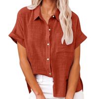 Women's Blouse Short Sleeve Blouses Casual Solid Color main image 11