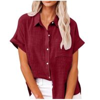 Women's Blouse Short Sleeve Blouses Casual Solid Color main image 7