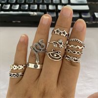 Casual Vintage Style Punk Animal Sunflower Rose Alloy Plating Inlay Artificial Gemstones Artificial Rhinestones Opal Gold Plated Silver Plated Women's Charm Ring Open Ring Rings sku image 4