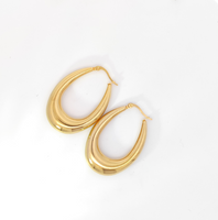 1 Pair French Style Water Droplets Plating Stainless Steel 18K Gold Plated Earrings sku image 3