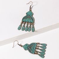 Wholesale Jewelry 1 Pair Ethnic Style Oval Water Droplets Flower Alloy Turquoise Chandelier Earrings main image 5