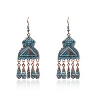 Wholesale Jewelry 1 Pair Ethnic Style Oval Water Droplets Flower Alloy Turquoise Chandelier Earrings sku image 3