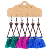 Wholesale Jewelry 1 Set Bohemian Triangle Tassel Alloy Wax Line Chandelier Earrings sku image 3