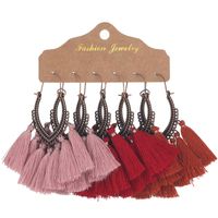 Wholesale Jewelry 1 Set Bohemian Triangle Tassel Alloy Wax Line Chandelier Earrings sku image 16