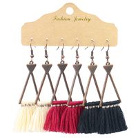 Wholesale Jewelry 1 Set Bohemian Triangle Tassel Alloy Wax Line Chandelier Earrings sku image 2