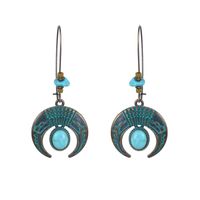 Wholesale Jewelry 1 Pair Bohemian Leaf Round Sun Alloy Turquoise Drop Earrings sku image 10