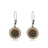 Wholesale Jewelry 1 Pair Bohemian Leaf Round Sun Alloy Turquoise Drop Earrings sku image 14