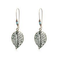 Wholesale Jewelry 1 Pair Bohemian Leaf Round Sun Alloy Turquoise Drop Earrings sku image 5