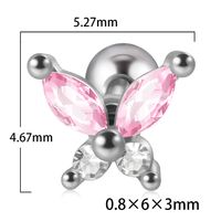 1 Piece Artistic Butterfly Stainless Steel Inlay Turquoise Zircon Ear Studs sku image 2