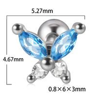 1 Piece Artistic Butterfly Stainless Steel Inlay Turquoise Zircon Ear Studs sku image 3