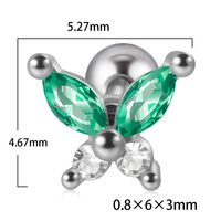 1 Piece Artistic Butterfly Stainless Steel Inlay Turquoise Zircon Ear Studs sku image 4