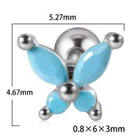 1 Piece Artistic Butterfly Stainless Steel Inlay Turquoise Zircon Ear Studs sku image 8