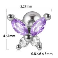 1 Piece Artistic Butterfly Stainless Steel Inlay Turquoise Zircon Ear Studs sku image 5