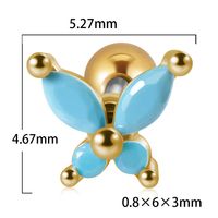 1 Piece Artistic Butterfly Stainless Steel Inlay Turquoise Zircon Ear Studs sku image 11