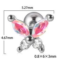 1 Piece Artistic Butterfly Stainless Steel Inlay Turquoise Zircon Ear Studs sku image 6
