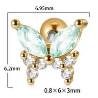 1 Piece Artistic Butterfly Stainless Steel Inlay Turquoise Zircon Ear Studs sku image 15