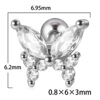 1 Piece Artistic Butterfly Stainless Steel Inlay Turquoise Zircon Ear Studs sku image 7