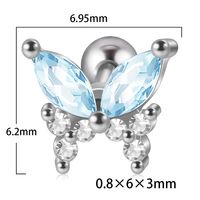 1 Piece Artistic Butterfly Stainless Steel Inlay Turquoise Zircon Ear Studs sku image 9