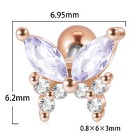 1 Piece Artistic Butterfly Stainless Steel Inlay Turquoise Zircon Ear Studs sku image 14