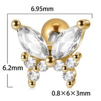 1 Piece Artistic Butterfly Stainless Steel Inlay Turquoise Zircon Ear Studs sku image 12