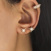 1 Set Classic Style Leaf Star Copper Inlay Zircon Earrings sku image 9