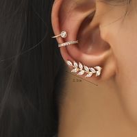 1 Set Classic Style Leaf Star Copper Inlay Zircon Earrings sku image 13