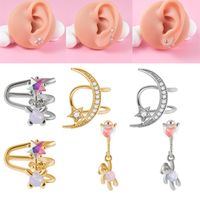 1 Piece Cute Star Moon Bear Plating Stainless Steel Ear Clips main image 1