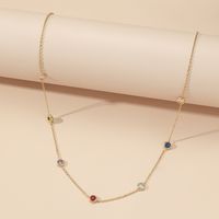 Casual Modern Style Round Titanium Steel Polishing Plating Inlay Rhinestones 18k Gold Plated Necklace sku image 1