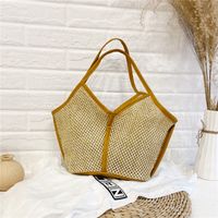 Women's Small All Seasons Straw Color Block Vacation Open Straw Bag sku image 1