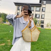Women's Small All Seasons Straw Color Block Vacation Open Straw Bag main image 2
