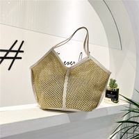 Women's Small All Seasons Straw Color Block Vacation Open Straw Bag sku image 3