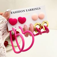 Wholesale Jewelry 5 Piece Set Ins Style Cartoon Style Bear Heart Shape Alloy Earrings main image 5