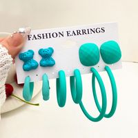 Wholesale Jewelry 5 Piece Set Ins Style Cartoon Style Bear Heart Shape Alloy Earrings sku image 5
