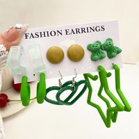 Wholesale Jewelry 5 Piece Set Ins Style Cartoon Style Bear Heart Shape Alloy Earrings main image 2