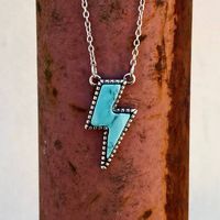 Retro Lightning Alloy Plating Inlay Turquoise Unisex Pendant Necklace sku image 3