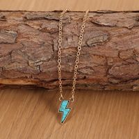 Retro Lightning Alloy Plating Inlay Turquoise Unisex Pendant Necklace sku image 2